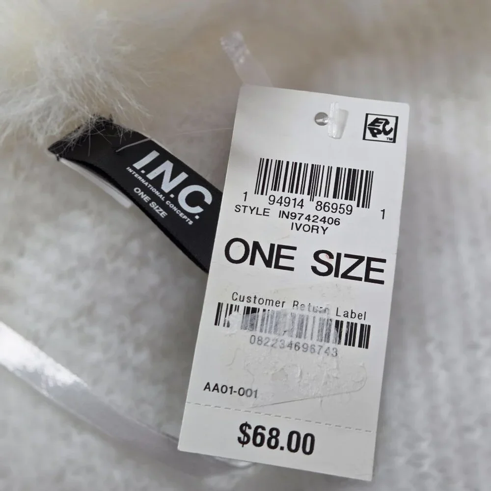 NWT INC International Concepts Women's Faux Fur Trim Topper Wrap Ivory